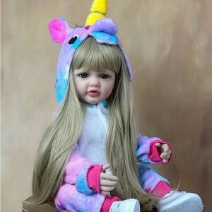 BZDOLL 55cm 22 Inch Reborn Baby Girl Doll with
Blonde Long Hair Full Vinyl Body